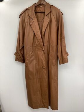 Preston & York Cognac Brown Leather Trench Coat
